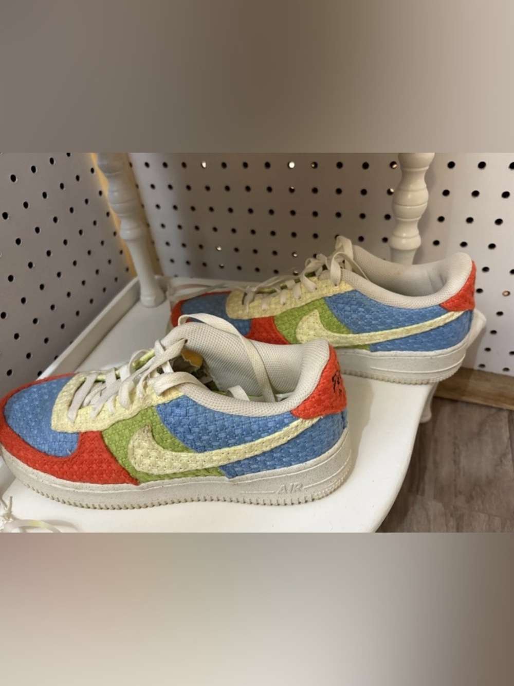 Nike Low-Top Woven Sneakers in Blue, Green, Red and Cream